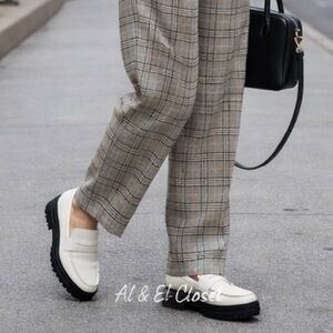 Quince Italian Cow Leather Lug Sole Loafers Bone Ivory Platform Shoes US 8 NIB